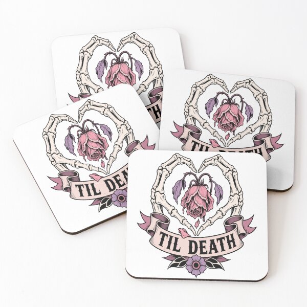 Item preview, Til Death Skeleton Hands Heart Rose designed and sold by Tin Robot Co..