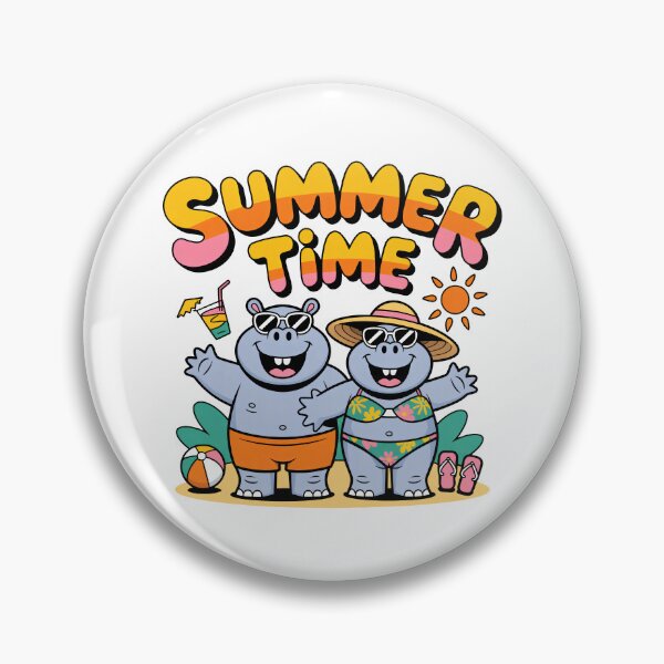 Item preview, Summer Time Hippo Couple Beach Sticker t-shirt designed and sold by RedCircleArt.