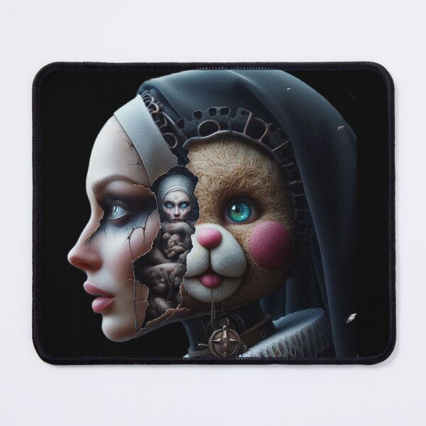 Item preview, Surreal Gothic Nun with Teddy Bear and Spooky Doll designed and sold by LujziWorld.