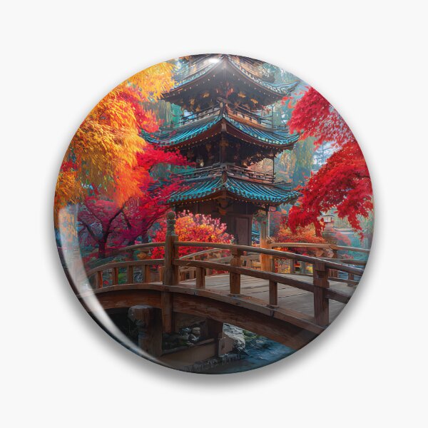 Item preview, Serene Autumn Scene with Traditional Pagoda designed and sold by Artessie.