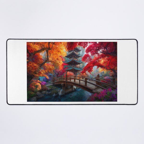 Item preview, Serene Autumn Scene with Traditional Pagoda designed and sold by Artessie.