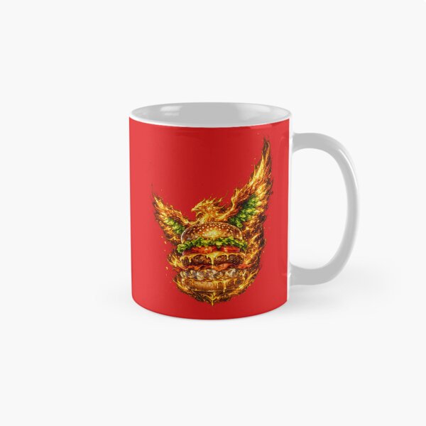 Item preview, Fiery Angel Wings Burger: Phoenix Fire Cheeseburger Dramatic Wings Art designed and sold by irfanshikh.