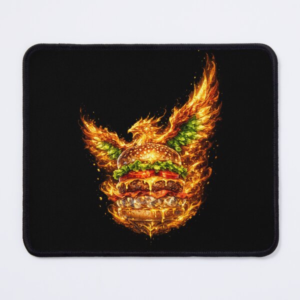 Item preview, Fiery Angel Wings Burger: Phoenix Fire Cheeseburger Dramatic Wings Art designed and sold by irfanshikh.