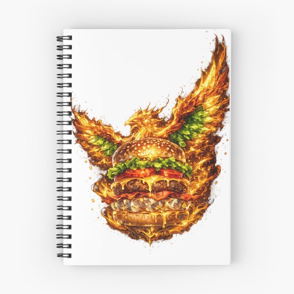 Item preview, Fiery Angel Wings Burger: Phoenix Fire Cheeseburger Dramatic Wings Art designed and sold by irfanshikh.