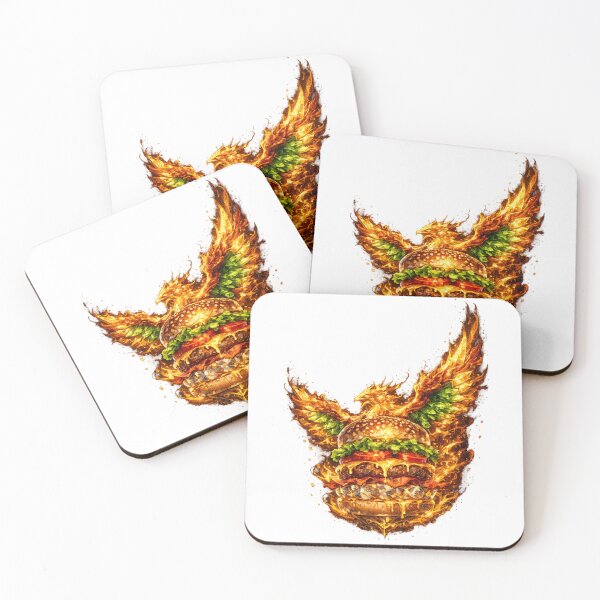 Item preview, Fiery Angel Wings Burger: Phoenix Fire Cheeseburger Dramatic Wings Art designed and sold by irfanshikh.