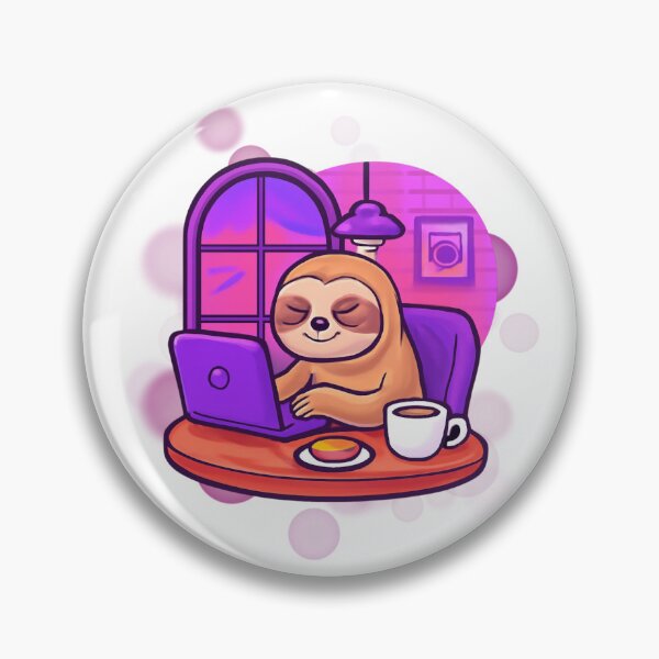 Item preview, Cute Sloth Internet Café Cartoon designed and sold by iamKRUK.