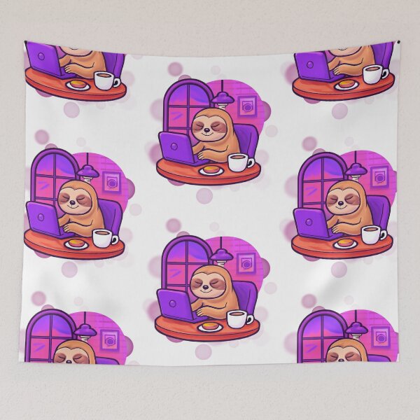 Item preview, Cute Sloth Internet Café Cartoon designed and sold by iamKRUK.