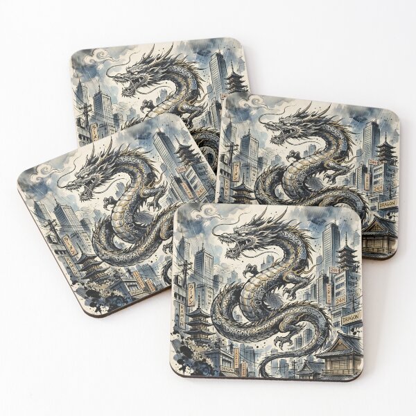 Item preview, Dragon in the Concrete Jungle / Urban Sumi-e Dragon designed and sold by iris-festival.
