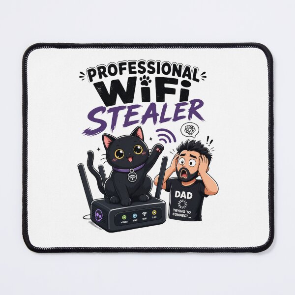 Item preview, Professional WiFi Stealer Black Cat Dad Funny Kawaii T-Shirt designed and sold by Ashley critters.