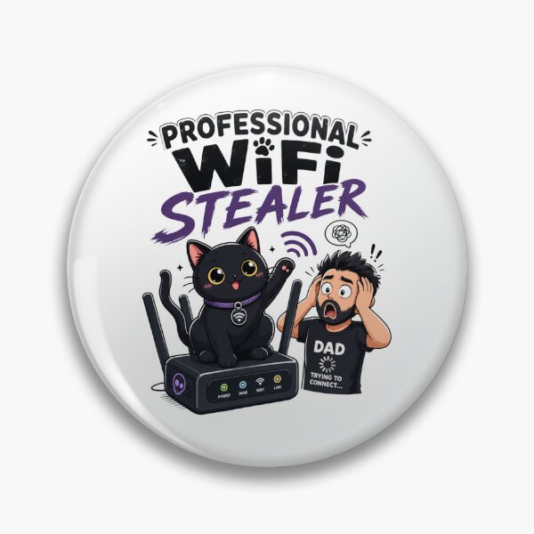 Item preview, Professional WiFi Stealer Black Cat Dad Funny Kawaii T-Shirt designed and sold by Ashley critters.