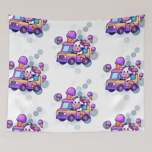 Item preview, Cute Cow Ice Cream Truck Cartoon designed and sold by iamKRUK.