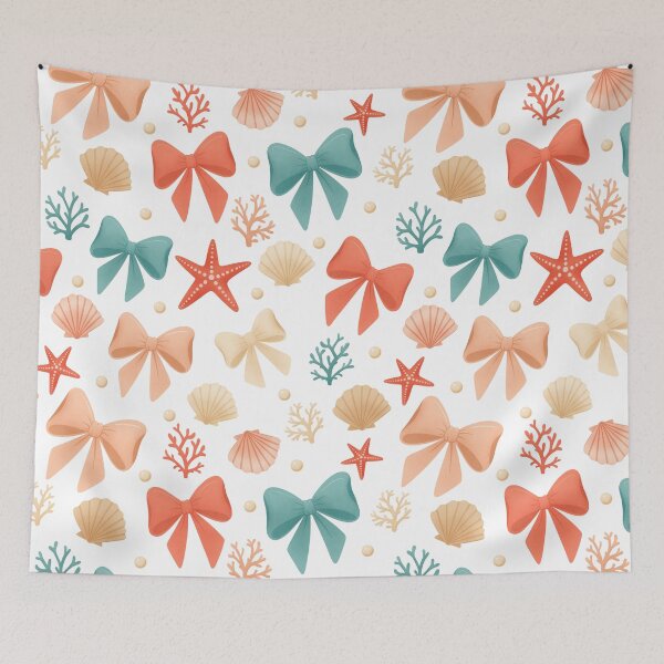 Item preview, Cute Coquette Sea Shells and Bows Seamless Pattern Background designed and sold by DiNata.