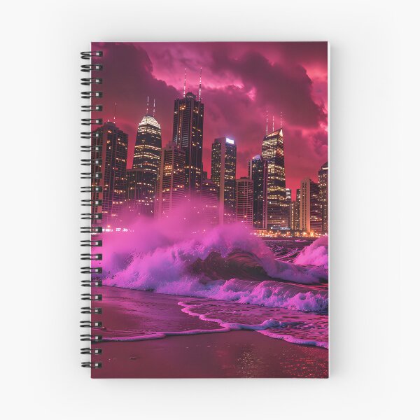 Item preview, The Purple Wave: Apocalypse over the neon-colored skyline designed and sold by VoidVeilStudio.
