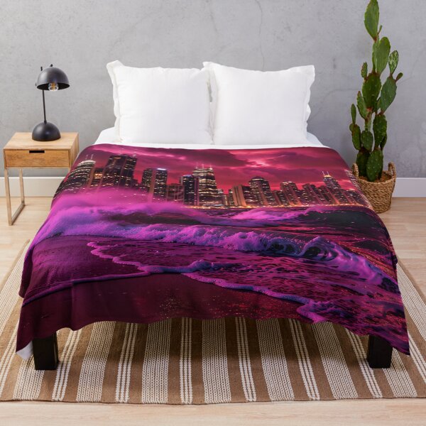 Item preview, The Purple Wave: Apocalypse over the neon-colored skyline designed and sold by VoidVeilStudio.