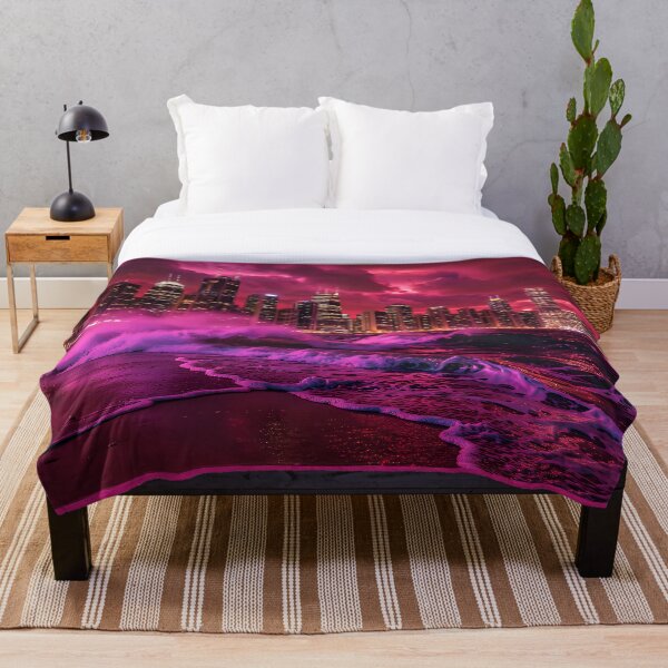 Item preview, The Purple Wave: Apocalypse over the neon-colored skyline designed and sold by VoidVeilStudio.