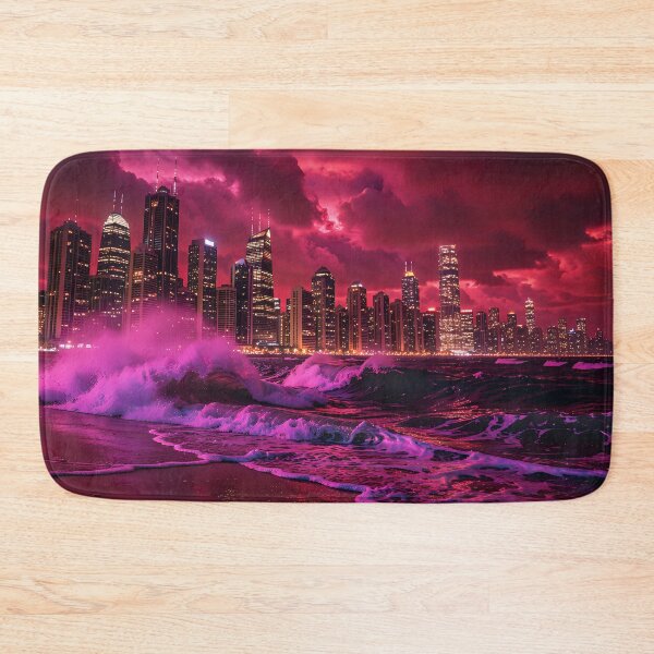 Item preview, The Purple Wave: Apocalypse over the neon-colored skyline designed and sold by VoidVeilStudio.