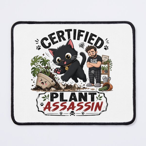 Item preview, Certified Plant Assassin Black Cat Dad Funny Kawaii T-Shirt designed and sold by Ashley critters.