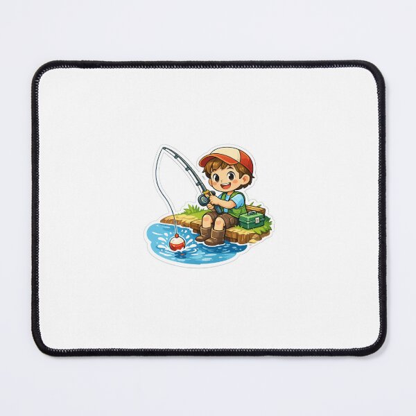 Item preview, Cute Boy Fishing Sticker | Cartoon Fisher Kid | Fishing Lover Decal | Outdoor Adventure Vinyl Sticker | Kawaii Fishing Art designed and sold by StyloStudio.