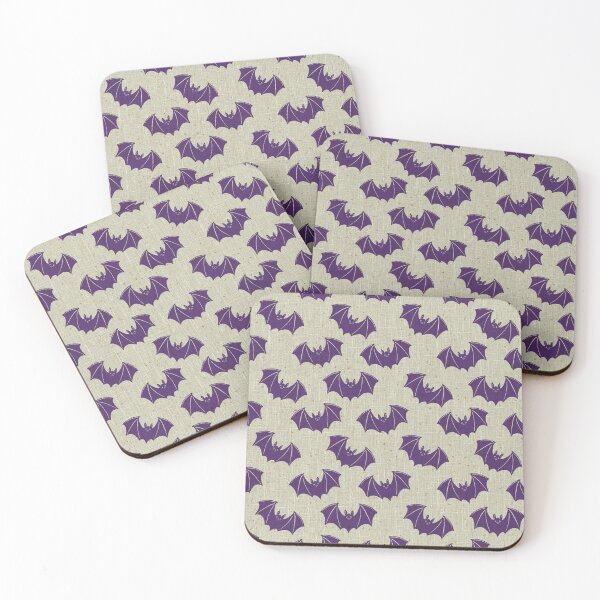 Item preview, Gothic Bat Toile Purple Vintage Halloween Folk Pattern designed and sold by DColourMuse.