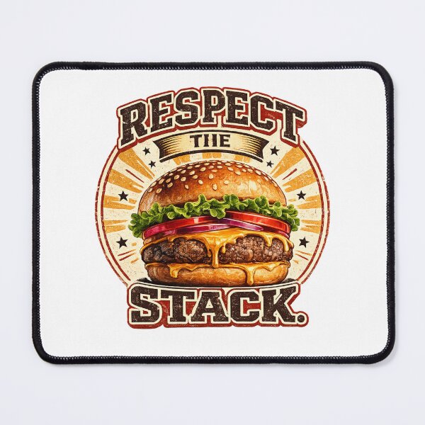 Item preview, Respect The Stack: Retro Vintage Badge Cheeseburger Typography Design designed and sold by irfanshikh.