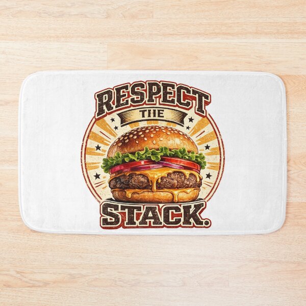 Item preview, Respect The Stack: Retro Vintage Badge Cheeseburger Typography Design designed and sold by irfanshikh.