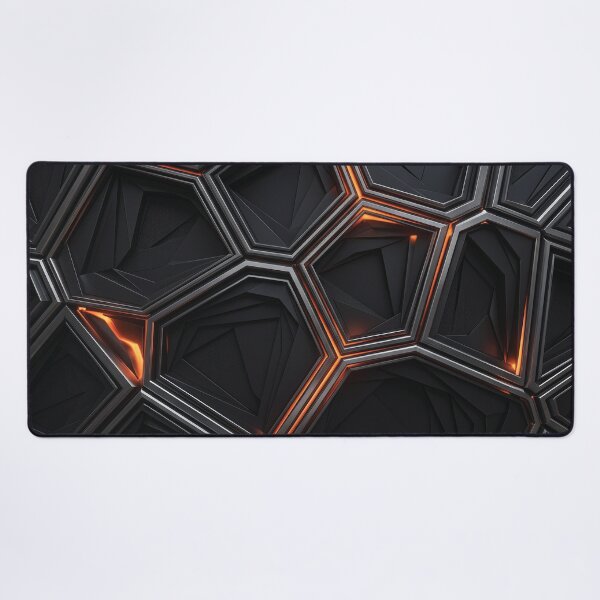 Item preview, Futuristic Black Geometric Wallpaper with Orange Neon Glow | Luxury Abstract Tech Design designed and sold by ColorFlick.