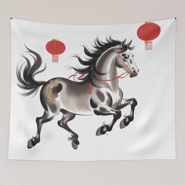 Item preview, A traditional Chinese ink painting depicting a majestic horse in celebration of the Year of the Horse. designed and sold by 123ks.