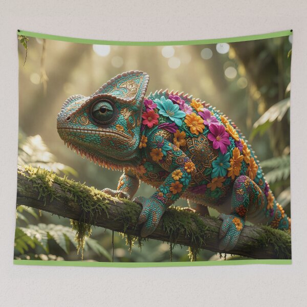 Item preview, The Floral Chameleon: Mystical Flora in the Jungle designed and sold by VoidVeilStudio.