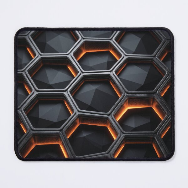 Item preview, Luxury Black Polygon Abstract with Orange Glow | Luxury Abstract Tech Design designed and sold by ColorFlick.