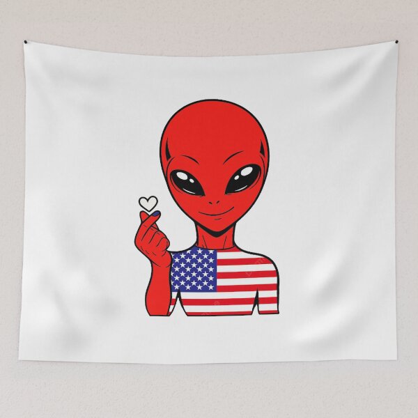 Item preview, Zorgo USA | Finger Heart Alien | USA Flag Shirt | Cute Alien Gift | USA Merchandise designed and sold by The-Visitors.