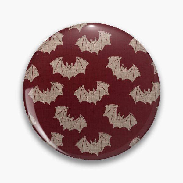 Item preview, Crimson Gothic Bat Toile Vintage Halloween Folk Print designed and sold by DColourMuse.