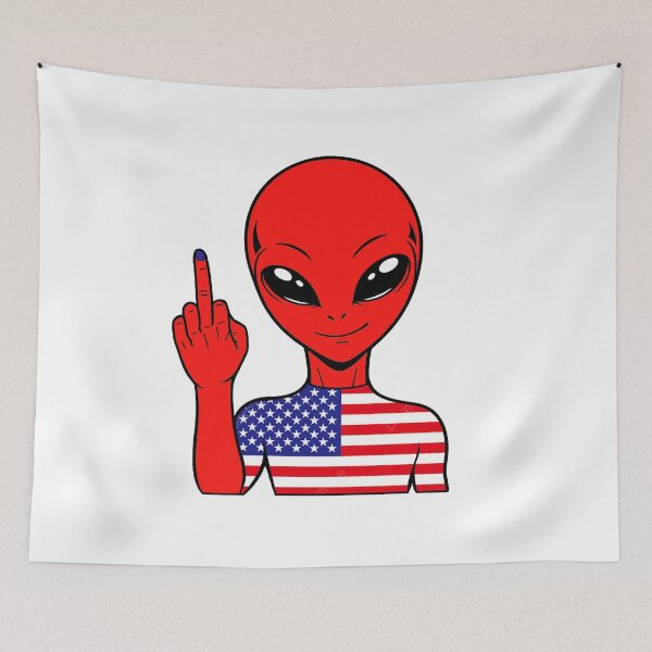 Item preview, Zorgo USA | Middle Finger Alien | USA Flag Shirt | Cute Alien Gift | USA Merchandise designed and sold by The-Visitors.