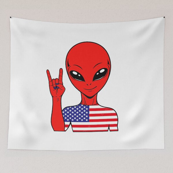 Item preview, Zorgo USA | Rock on Sign Alien | USA Flag Shirt | Cute Alien Gift | USA Merchandise designed and sold by The-Visitors.