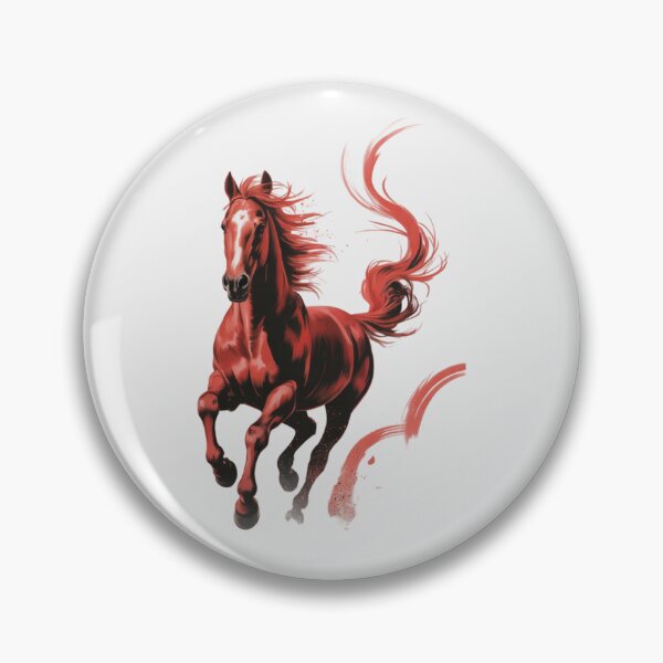 Item preview, A dynamic digital painting of a red horse galloping designed and sold by 123ks.