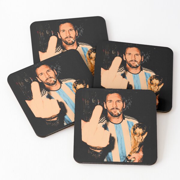 Item preview, Funny Messi Trophy Middle-Finger Smoking Meme designed and sold by PamfilOancea.