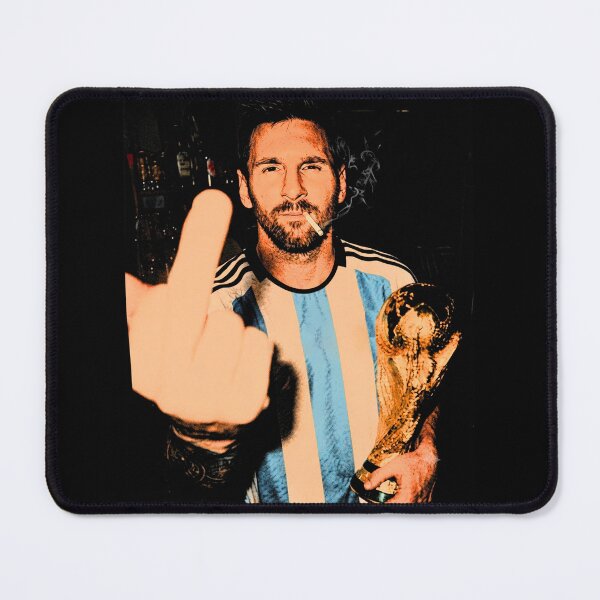 Item preview, Funny Messi Trophy Middle-Finger Smoking Meme designed and sold by PamfilOancea.