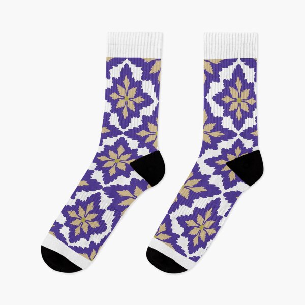 Item preview, Elegant Seamless Geometric Floral Pattern with Purple and Beige Ornamental Motifs on White Background designed and sold by AjjimaJKM.