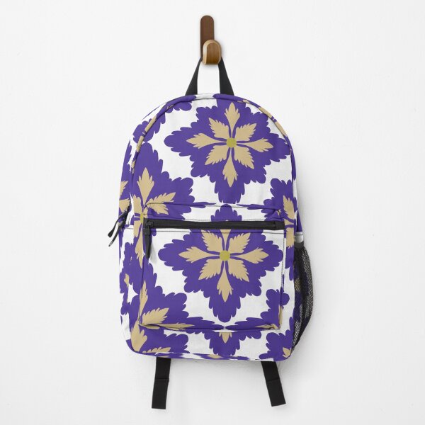 Item preview, Elegant Seamless Geometric Floral Pattern with Purple and Beige Ornamental Motifs on White Background designed and sold by AjjimaJKM.