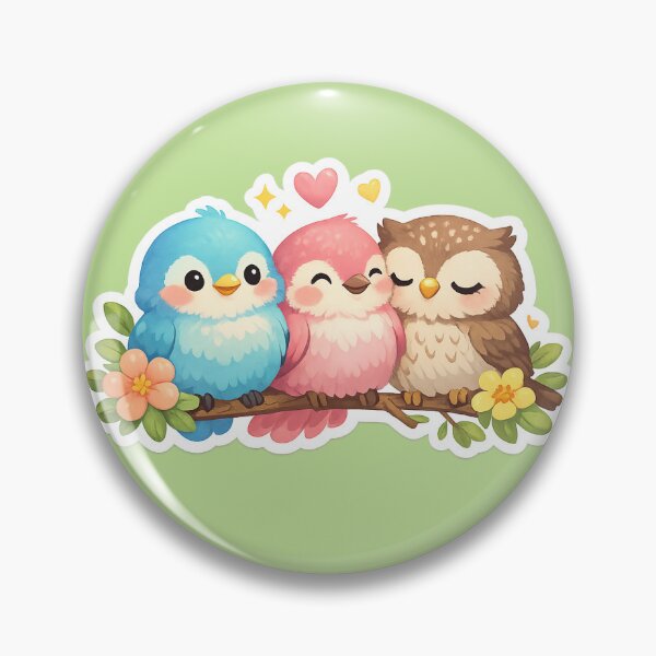 Item preview, Cute Pastel Birds Sticker | Kawaii Bird Trio | Adorable Bird Friends | Soft Color Animal Sticker designed and sold by StyloStudio.