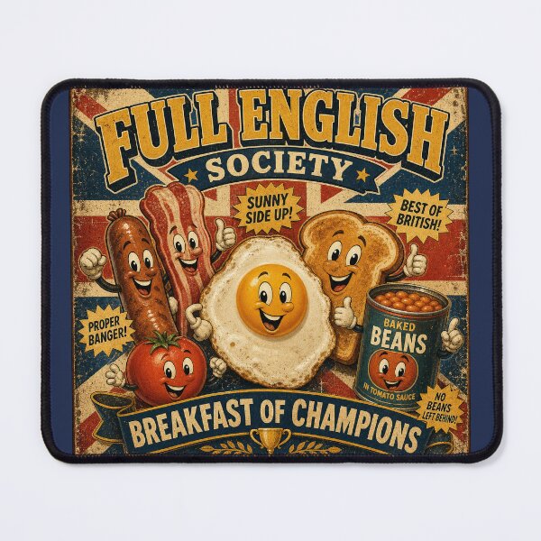 Item preview, Full English Society Breakfast of Champions - Vintage British Breakfast Humour Gift Design designed and sold by bumbledown.