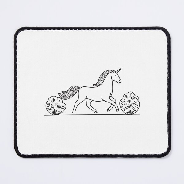 Item preview, A unicorn trotting alongside a line of leafy bushes designed and sold by rasagamastore.
