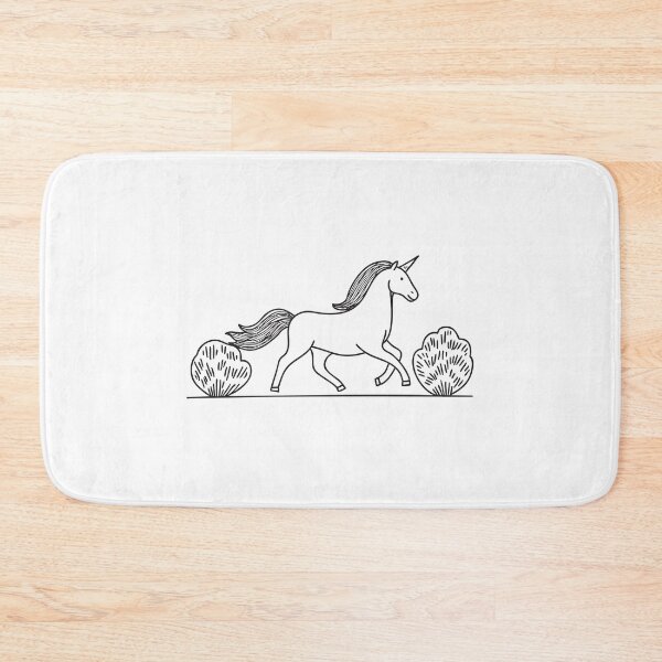 Item preview, A unicorn trotting alongside a line of leafy bushes designed and sold by rasagamastore.