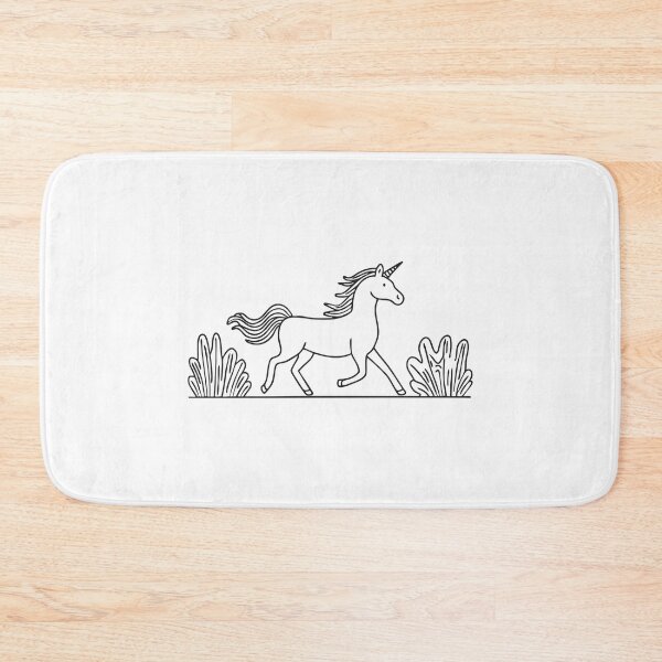 Item preview, A unicorn cantering near a row of green bushes designed and sold by rasagamastore.