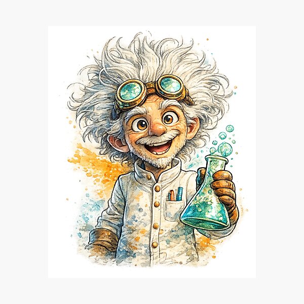 Item preview, Mad Scientist – Cute Cartoon Inventor Mascot designed and sold by AlexLineArt.