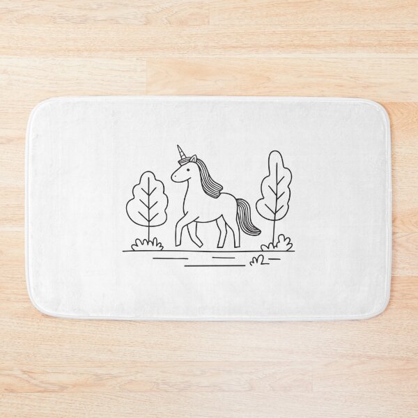 Item preview, A unicorn making its way down a narrow trail in the forest designed and sold by rasagamastore.