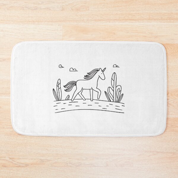 Item preview, A unicorn walking along a slim forest pathway designed and sold by rasagamastore.