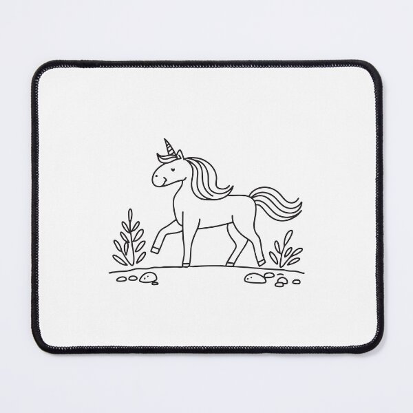 Item preview, A unicorn pacing quietly across a wooded narrow path designed and sold by rasagamastore.