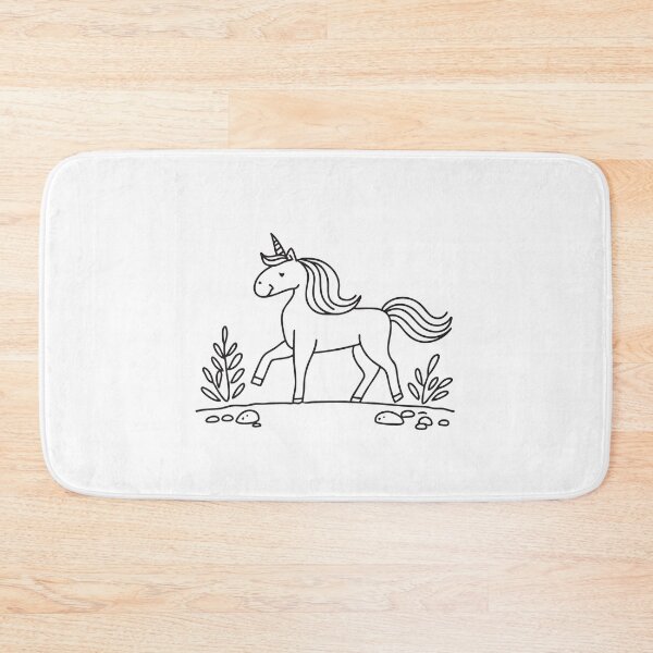 Item preview, A unicorn pacing quietly across a wooded narrow path designed and sold by rasagamastore.