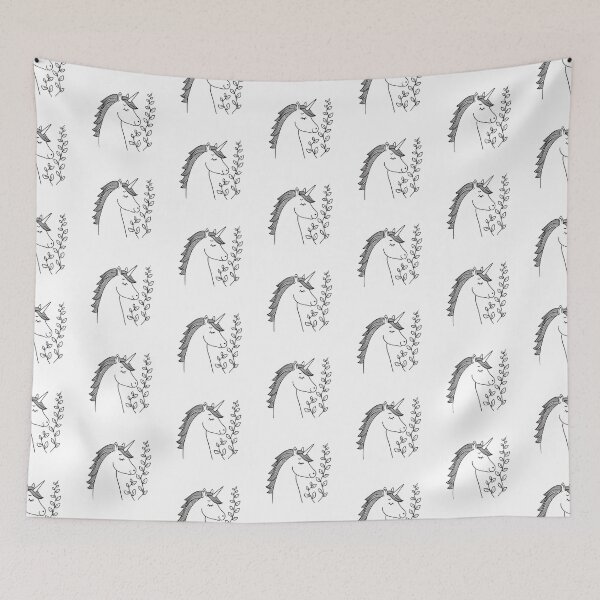 Item preview, A unicorn horn gently brushing through hanging vines designed and sold by rasagamastore.