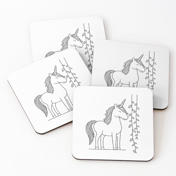 Item preview, A unicorn walking as its horn touches dangling vines designed and sold by rasagamastore.